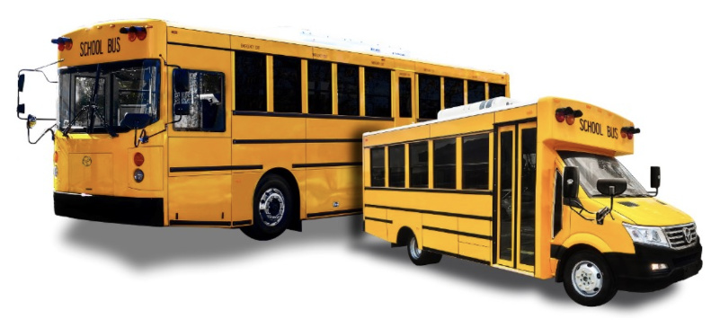 GreenPower’s Type D BEAST and Type A Nano BEAST all-electric school buses.